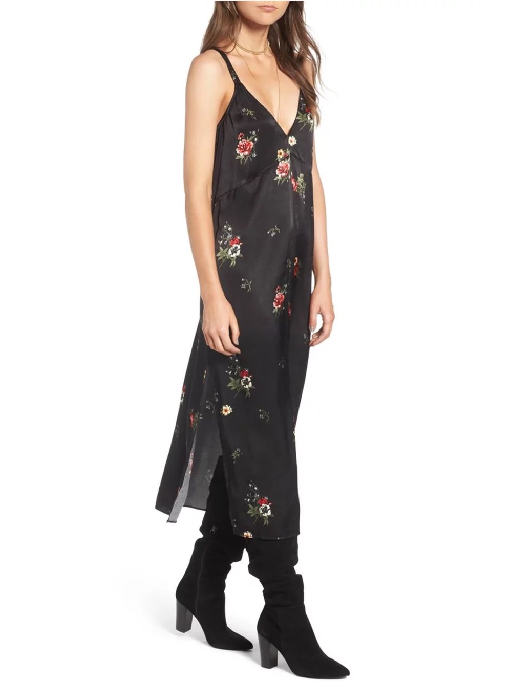 Treasure & Bond Women's X Something Navy Floral Print Slipdress